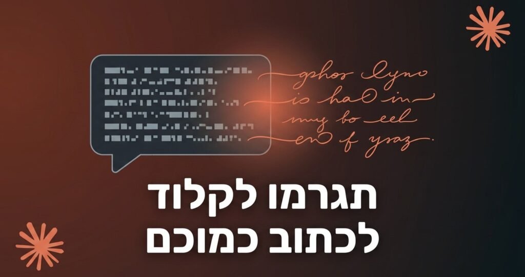 בועת צ'אט עם טקסט רובוטי שהופך לכתב יד אנושי, עם הכיתוב תגרמו לקלוד לכתוב כמוכם