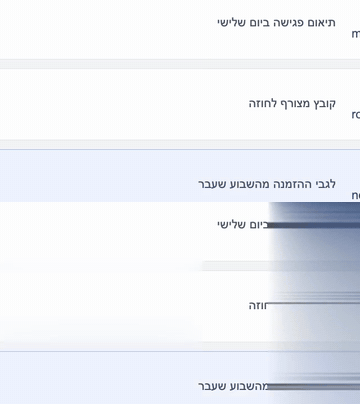 למעלה חלונית של לקוח עם מייל וטלפון שאפשר לקרוא, ולמטה אותה חלונית אחרי שקלוד מחק את המייל והטלפון